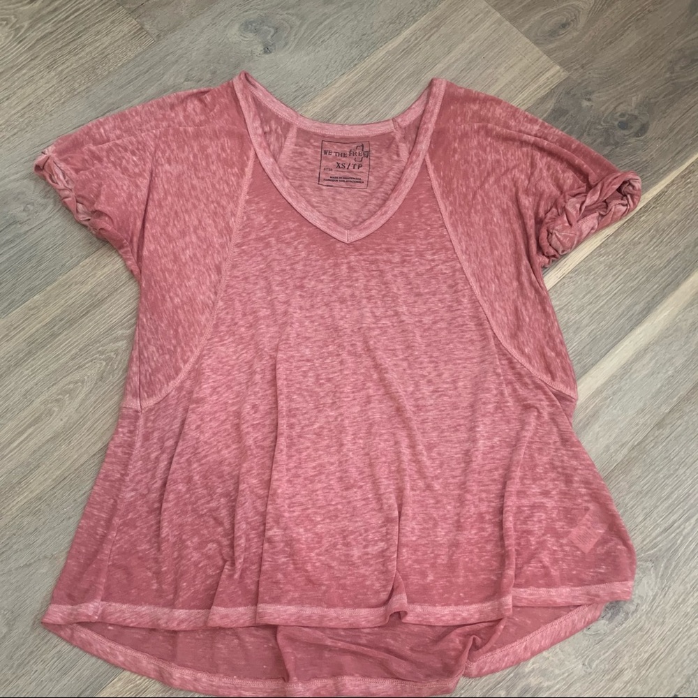 Coral Free People V-Neck Top